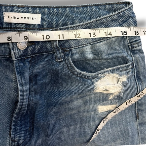 Flying Monkey Women's Blue Jeans Size 28 Distressed Straight Leg High Rise Denim - Picture 6 of 13